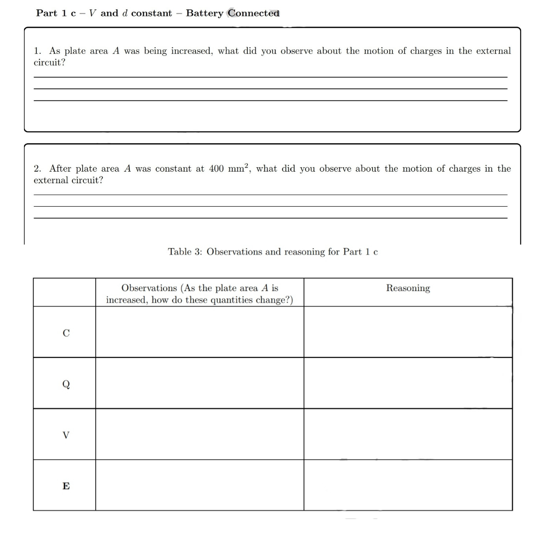 REFERENCE: https://phet.colorado.edu/sims/html/capacitor-lab-basics/latest/capacitor-lab-basics_en.htmlPart 1: Parallel Plate Capacitor - Battery Connected1. Choose "Capacitance" tab