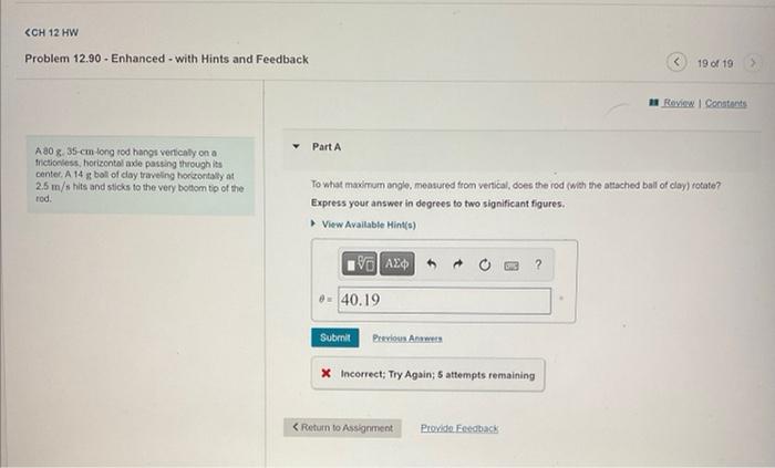 COH 12 HW Problem 12.90 - Enhanced - with Hints and