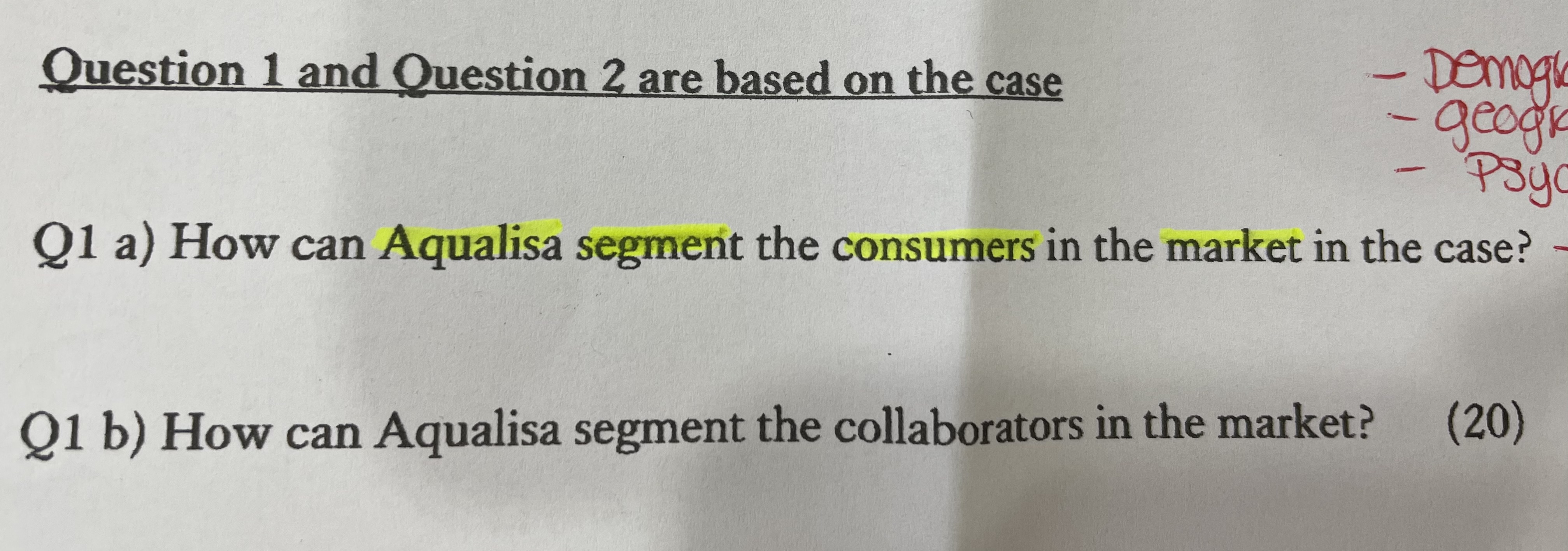 Question 1 and Question 2 are based on the case -