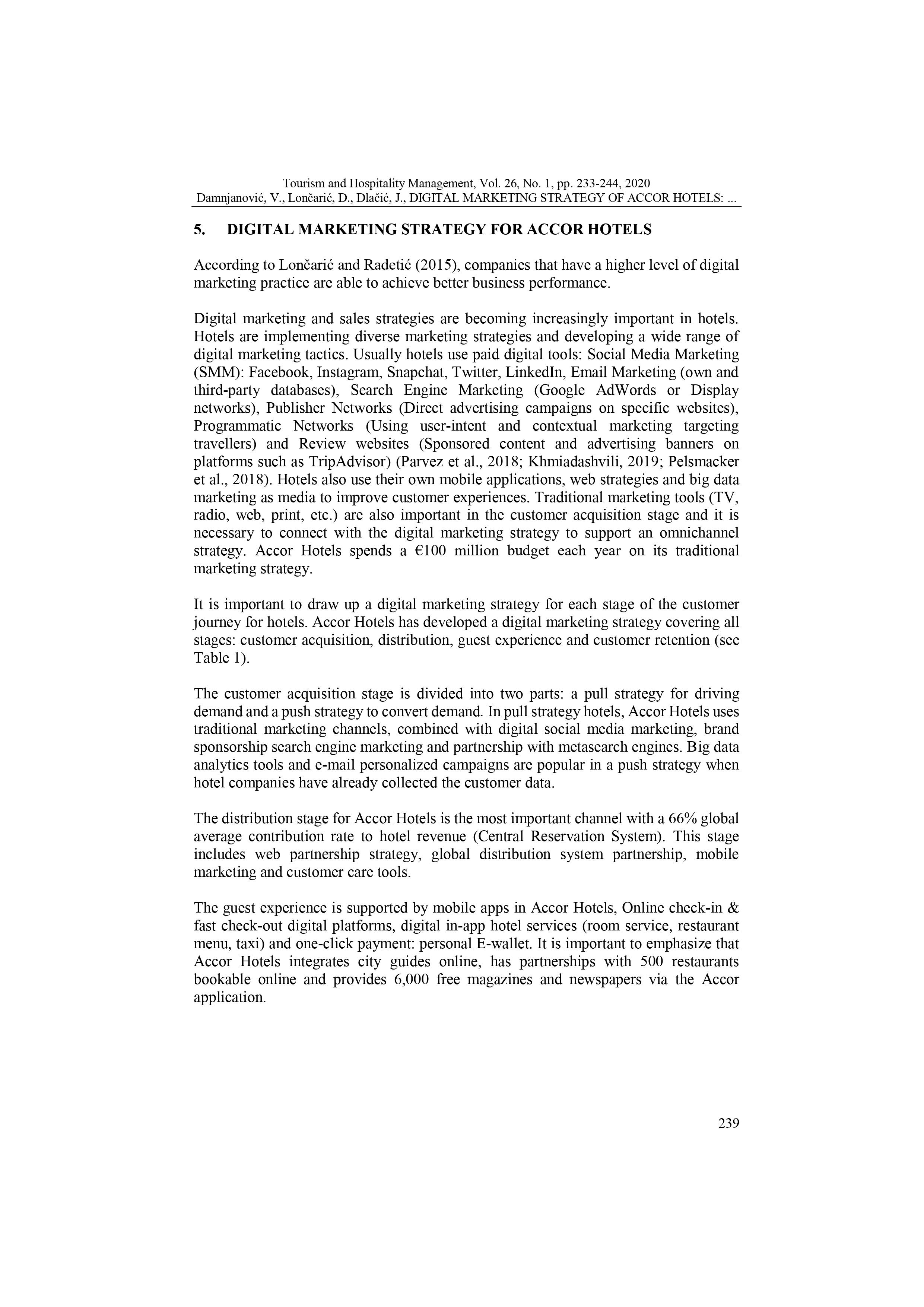 of Accor Hotels: ... Tourism and Hospitality Management, Vol. 26, No. 1,