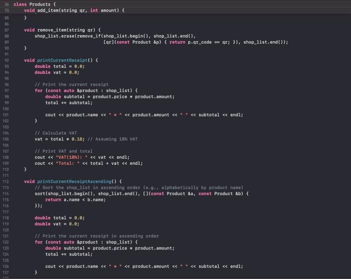 better understanding. and the Products.h file fpragma once Hinclude Hinclude *Include Hinclude