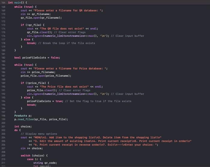 int amount; float price; Product () \{\}; 1; class Products 1 private: