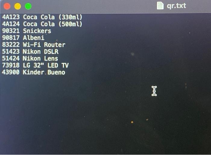 code, name; double price_val; int amount; iten_list.emplace_back(qr_code, name, price_val, ) ; \}