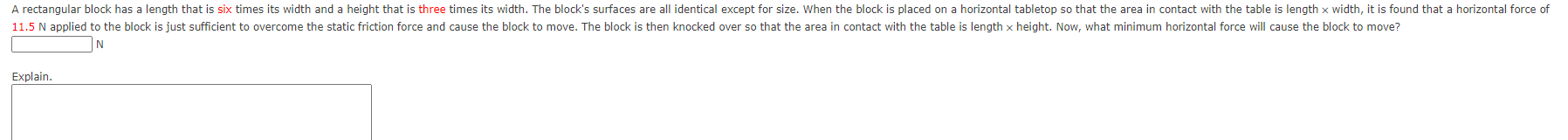 A rectangular block has a length that is six times its