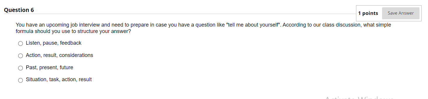  Question 6 1 points Save Answer You have an upcoming job