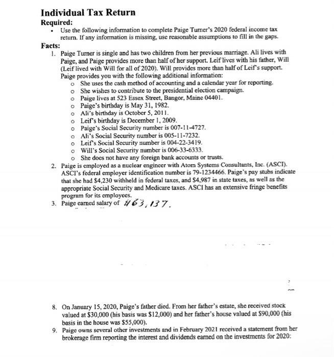  Individual Tax Return forms Individual Tax Return Required: Use the following