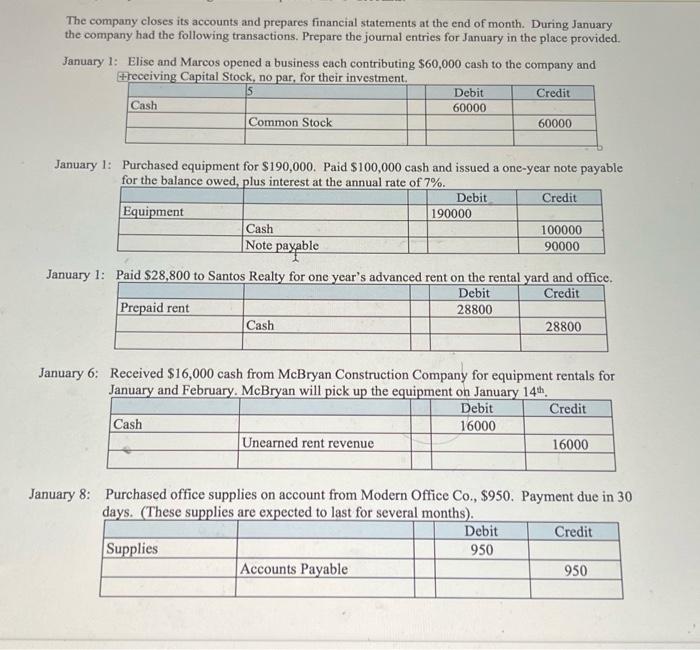 to T accounts meaning? Instructions: 1) Prepare the journal entries for the