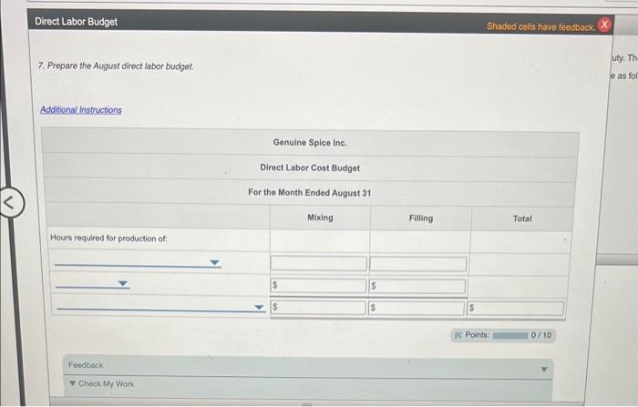 and factory orechead costs ire as folomi: Instructions Amount Descriptions ! Questions