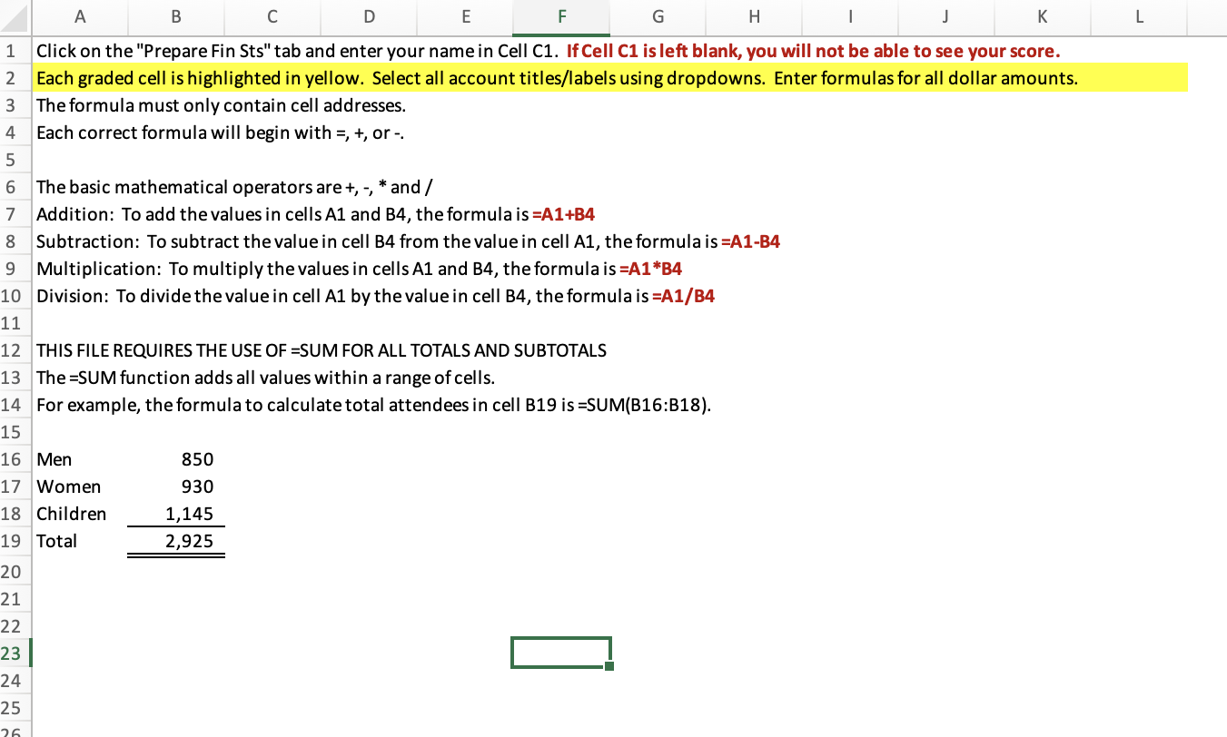  Click on the "Prepare Fin Sts" tab and enter your name