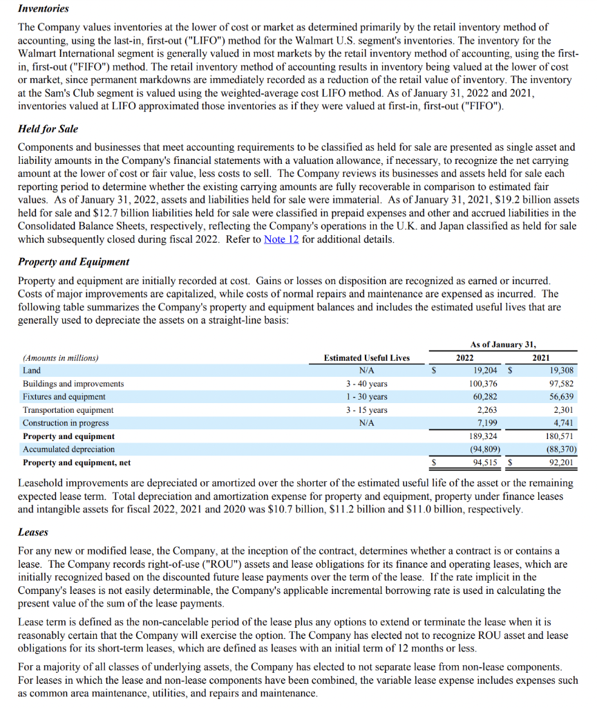 34. What method does management use for accounting for inventory for Wal-Mart