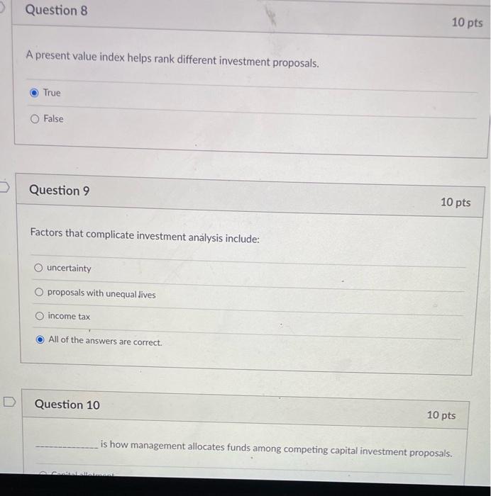 Question 3 10 pts The average rate of return uses present value