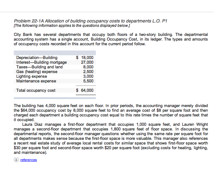 How do I do the second question? Allocation of building occupancy costs