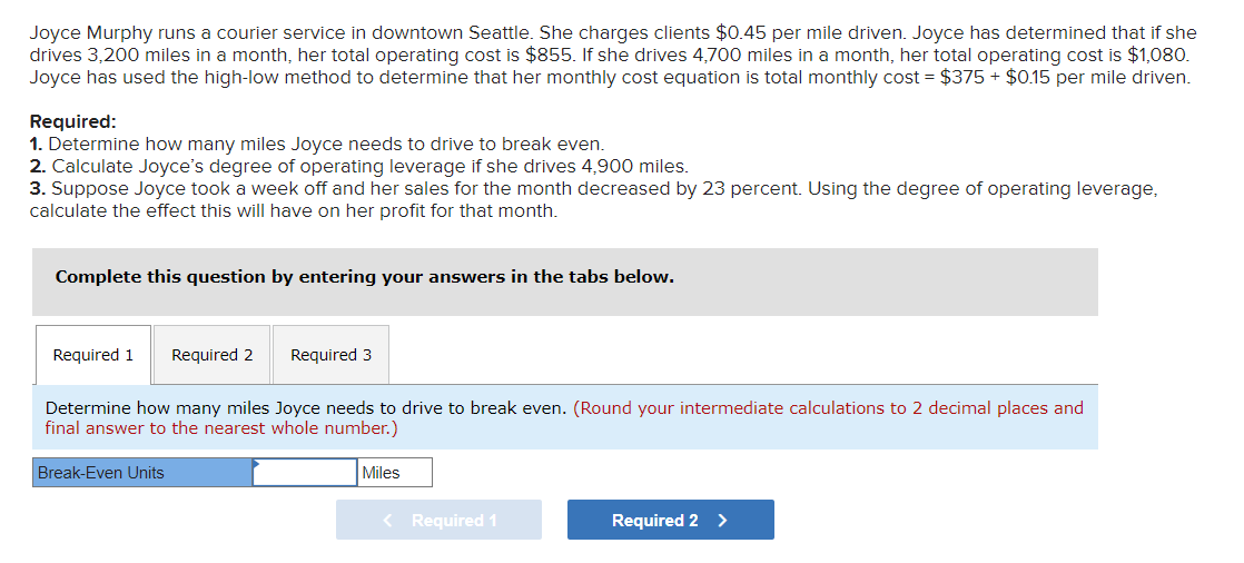 If you could do requirement 1, 2, and 3 Joyce Murphy runs