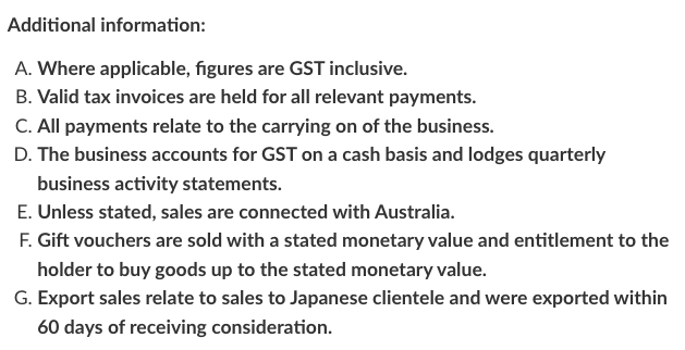 for each line item of cash receipt and cash payment (11 marks).
