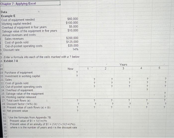 E and Exhibit 7.8 in the text 2. The company is considering