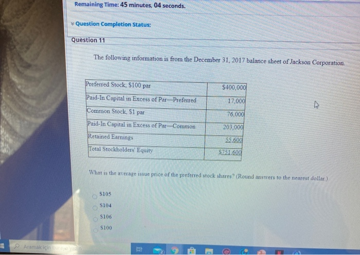  Remaining Time: 45 minutes, 04 seconds. Question Completion Status: Question 11