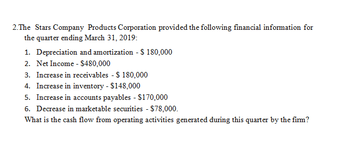 Answer please the Question Below Typed please with explanation 2.The Stars Company