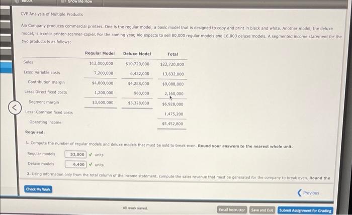 I need help on 2. "Contribution margin ratio" DOOR Slow Mo How