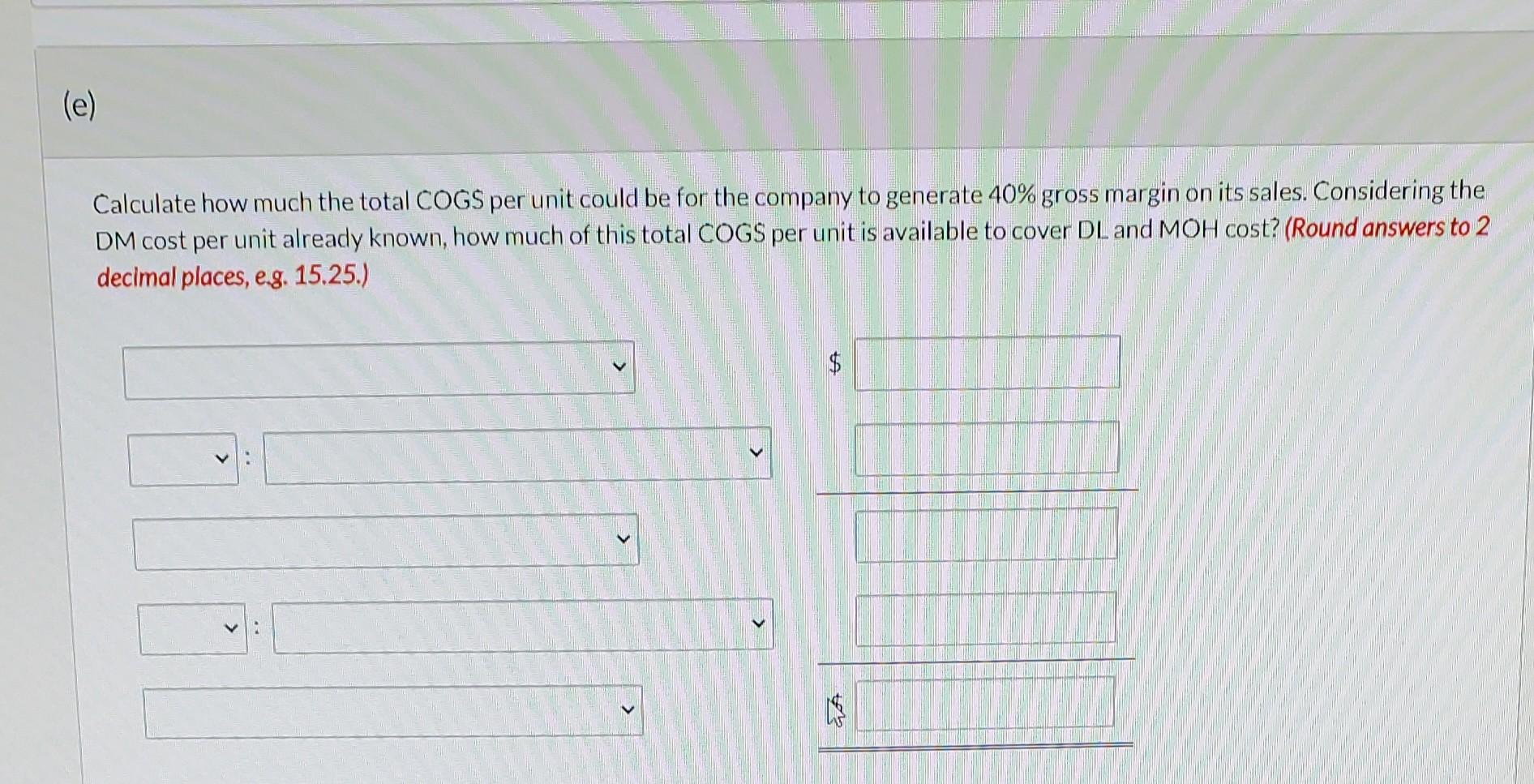 direct materials. The team has gathered the following information: 1. The budgeted