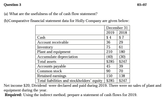 Solve me the whole question for practice please. Question 3 03-07
