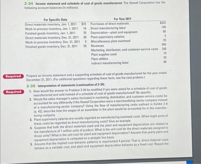 need the answer to question 2-35 only thank you 2-34 Income statement