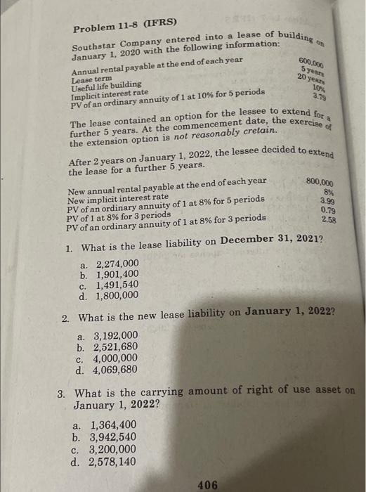 PROBLEM 11-8 Please answer all om 600,000 5 years 20 years 10