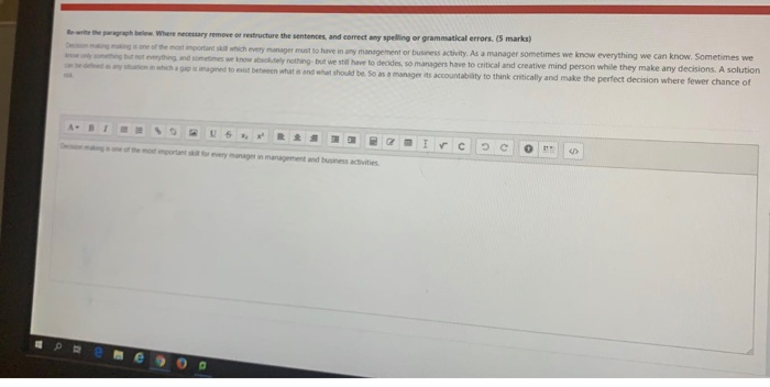  Be warragh below. Where necessary remove or restructure the sentences and