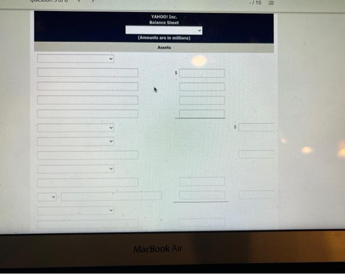 items are taken from the 2022 balance sheet of Yahoo! Inc. (All