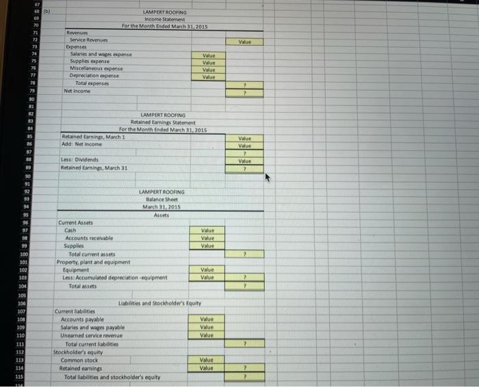 The trial balance columns of the worksheet for Lampert Roofing at March