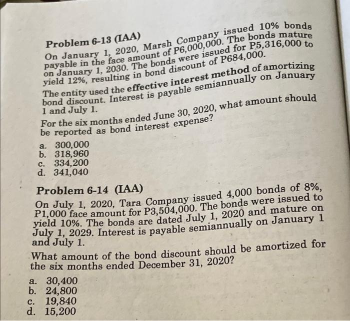 PROBLEM 6- 13 AND 14 Problem 6-13 (LAA) On January 1, 2020,