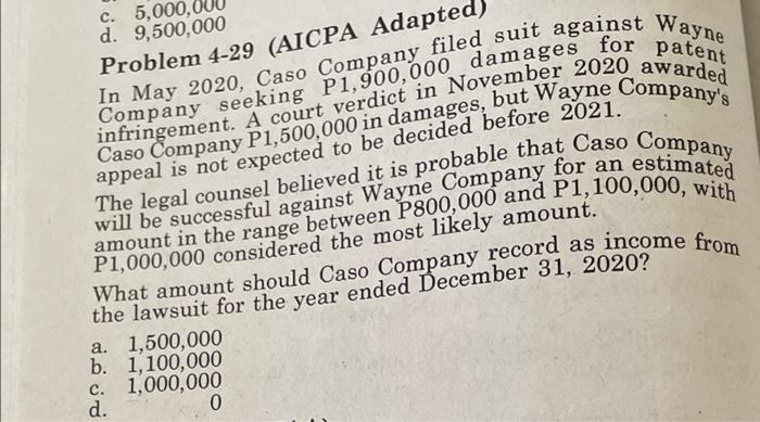 PROBLEM 4-29 and PROBLEM 4-32 Problem 4-29 (AICPA Adapted) c. 5,000, d.