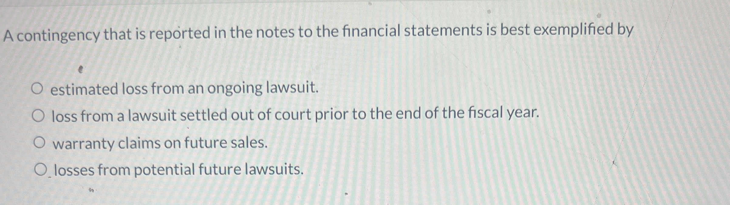  A contingency that is reported in the notes to the financial