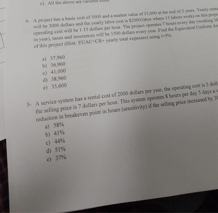 v 4- A project has a basic cost of 5000 and a