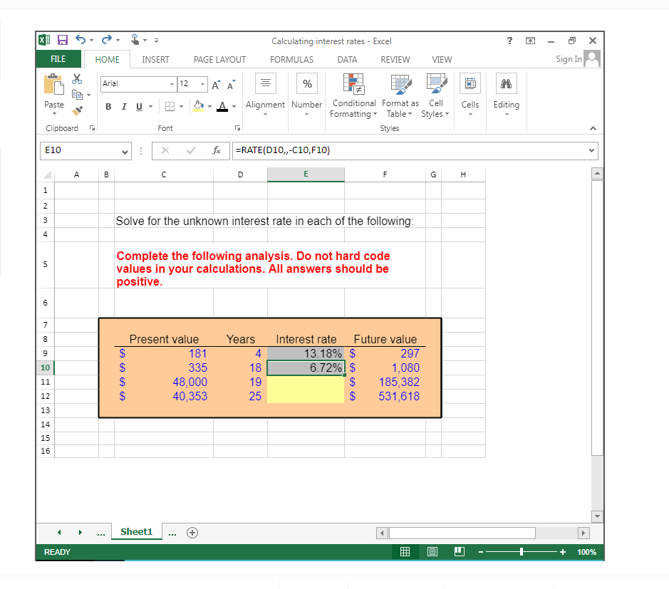 Please help solve unknown interest rate for equation, but also please show