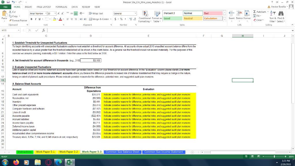  Messier 10e_cha_Mini_case_Analytics (1) - Excel X ? - Hector Bonilla General