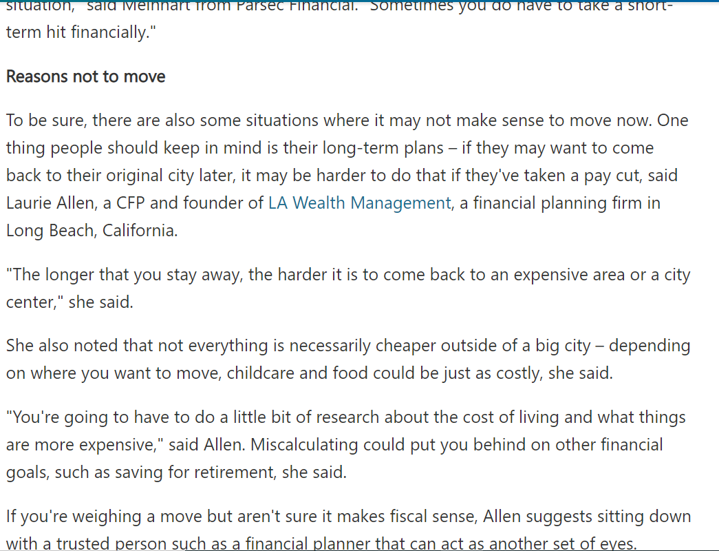 a cheaper city, even if your company cuts your pay Carmen Reinicke.