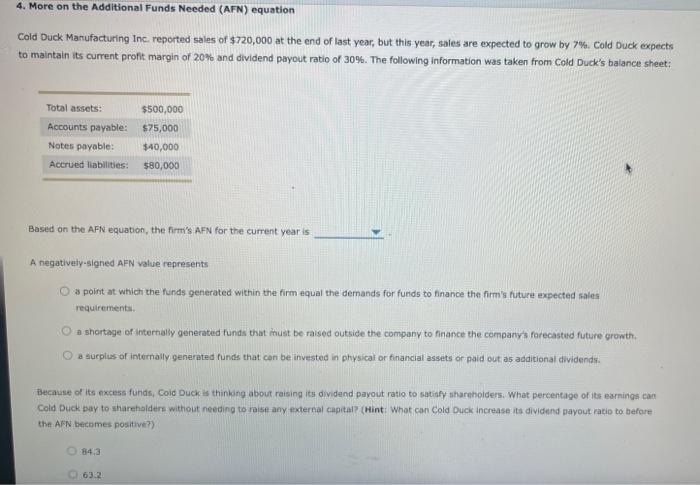  4. More on the Additional Funds Needed (AFN) equation Cold Duck