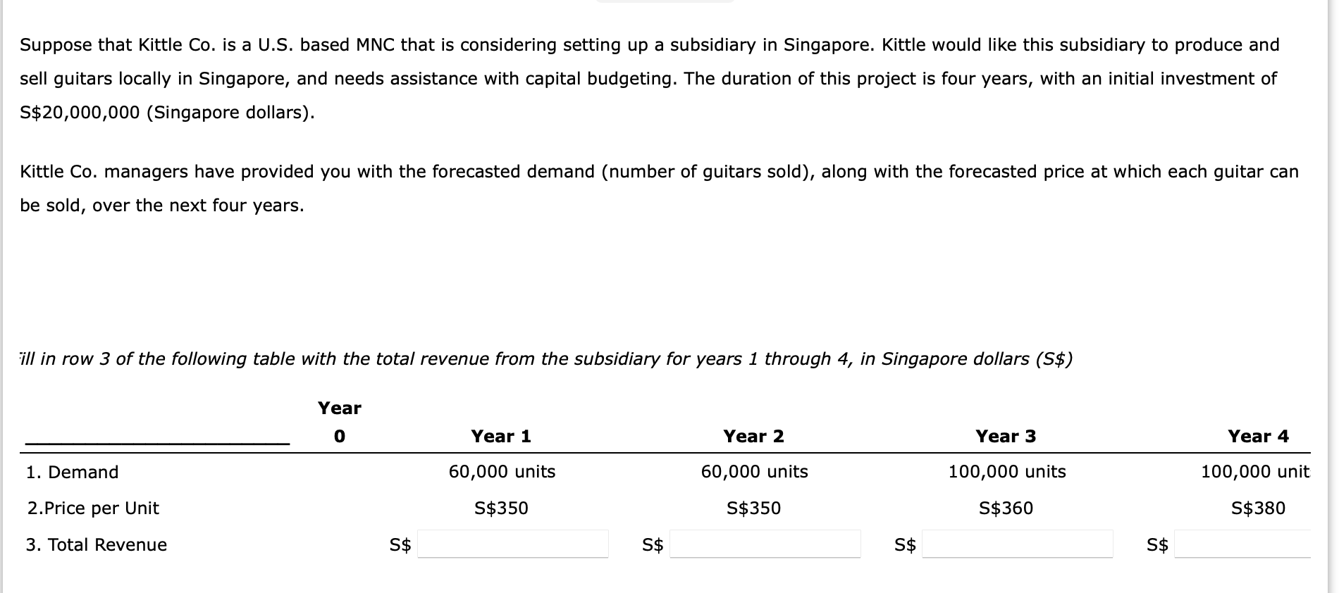  Suppose that Kittle Co. is a U.S. based MNC that is