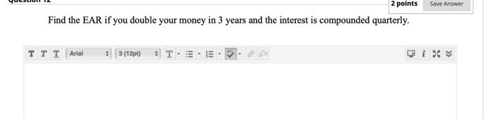 the PV of this growing annuity. TTT Arial 43 (12p) T. Question