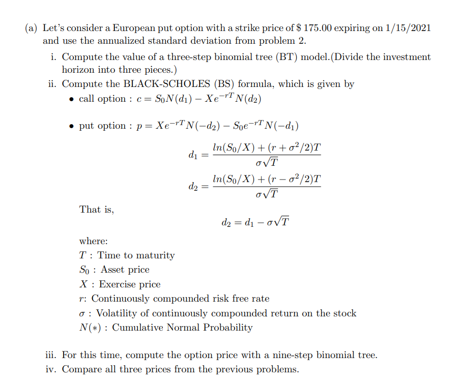Must be done in EXCEL Ann. Std = .823158 (a) Let's consider