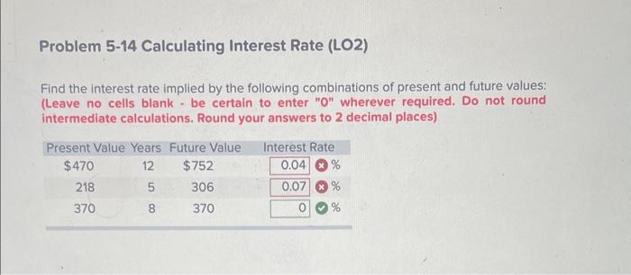 please find the first 2 interest rates Problem 5-14 Calculating Interest Rate