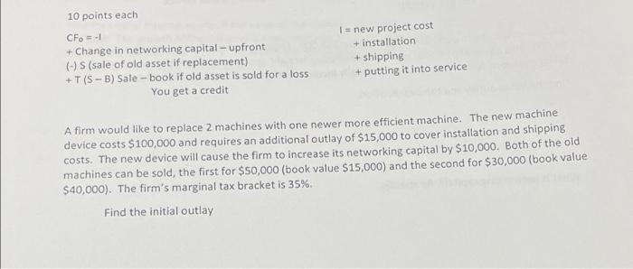  10 points each CF = -1 + Change in networking capital
