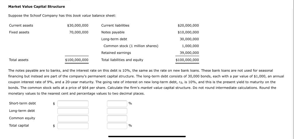 example of how to do it Market Value Capital Structure Suppose the