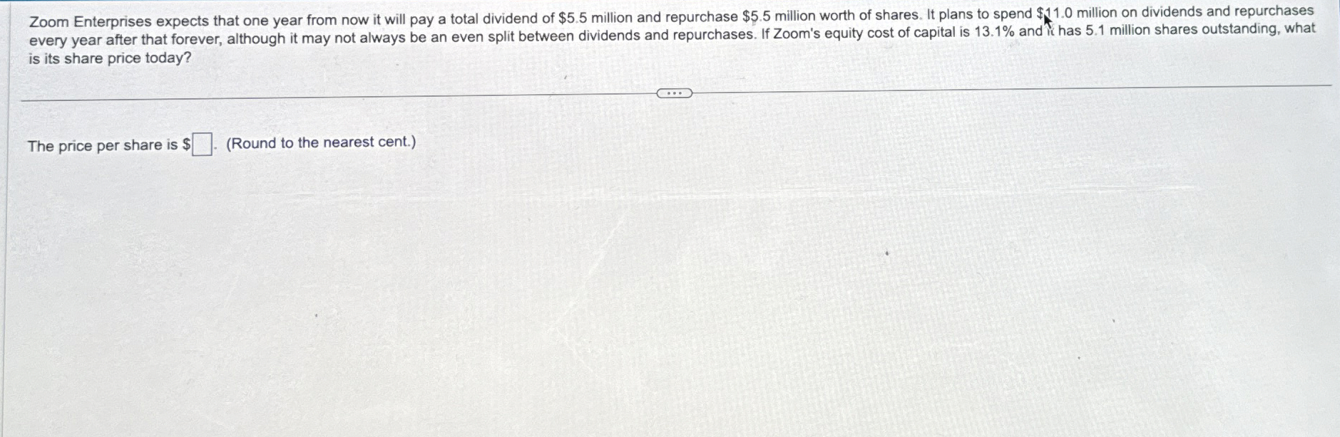  Zoom Enterprises expects that one year from now it will pay