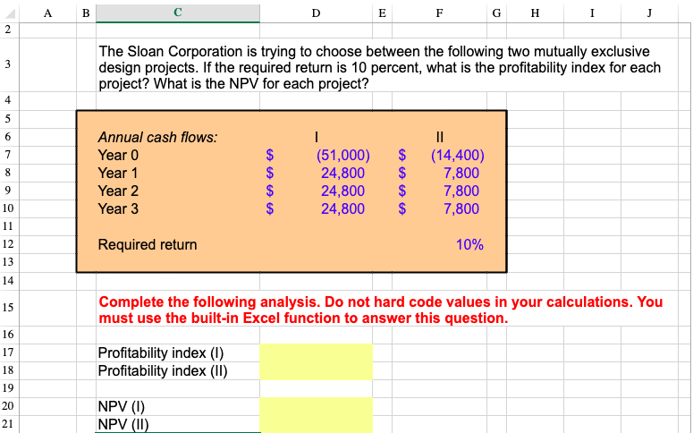 (requires excel formulas) A B D E F G H I