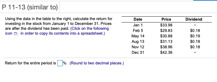  P 11-13 (similar to) Using the data in the table to