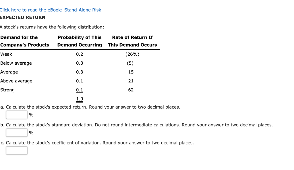 Click here to read the eBook: Stand-Alone Risk EXPECTED RETURN A