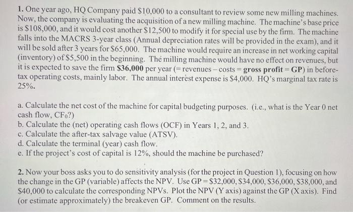 the project in Question 1), focusing on how the change in the