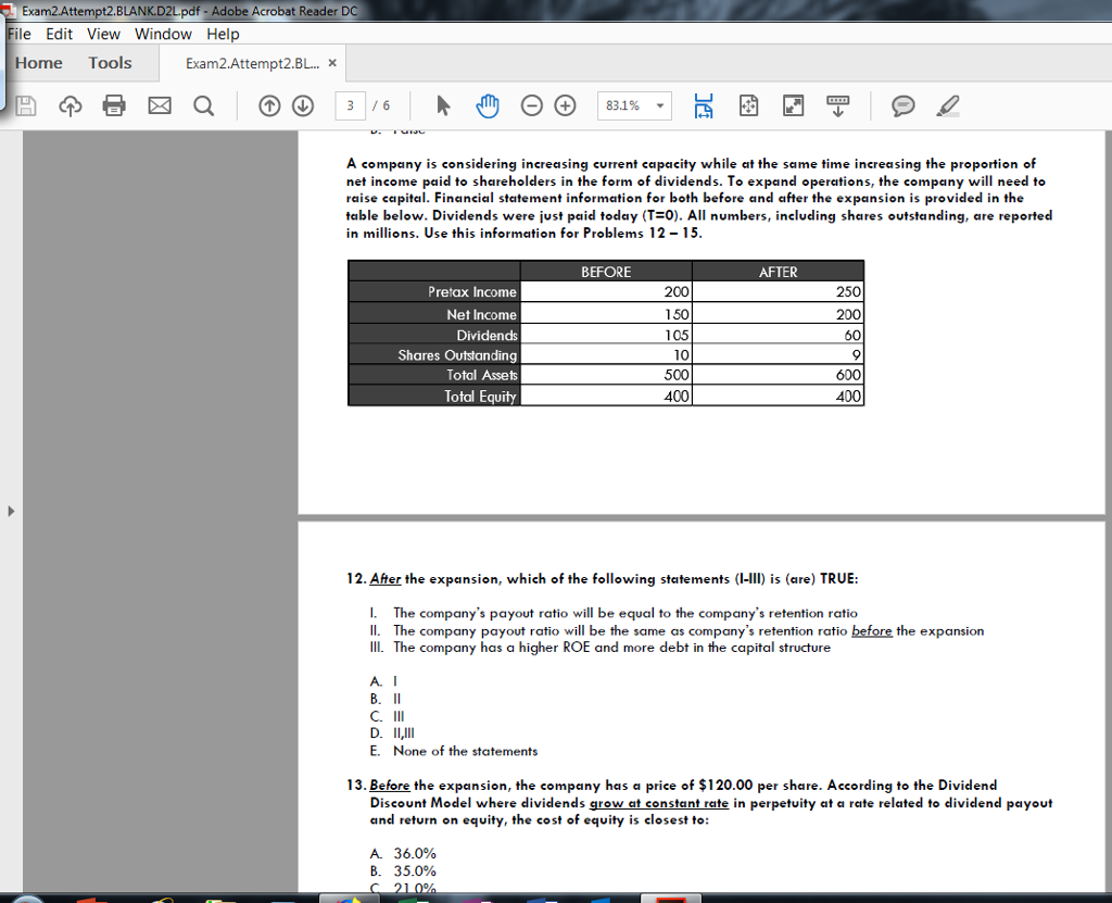  Exam2.Attempt2.BLANK.D2Lpdf-Adobe Acrobat Reader DC le Edit View Window Help Home Tools