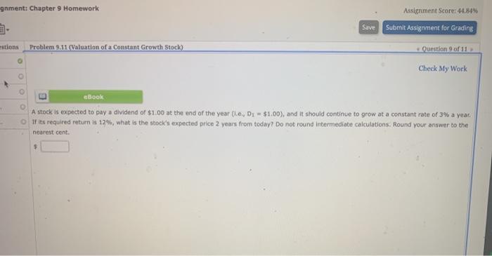  gament: Chapter 9 Homework Assignment Score: 44.84% Save Submit Assignment for